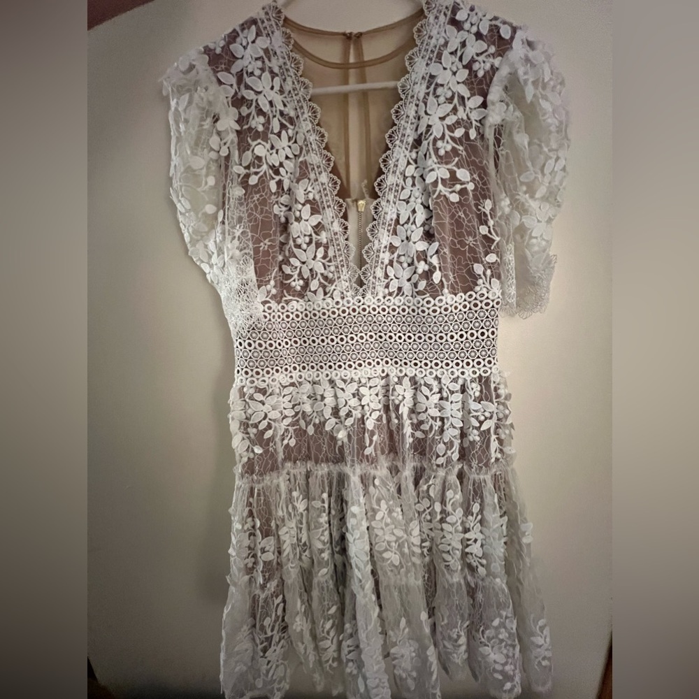 Bronx and Banco White Lace Mini Dress - Picture 4 of 7